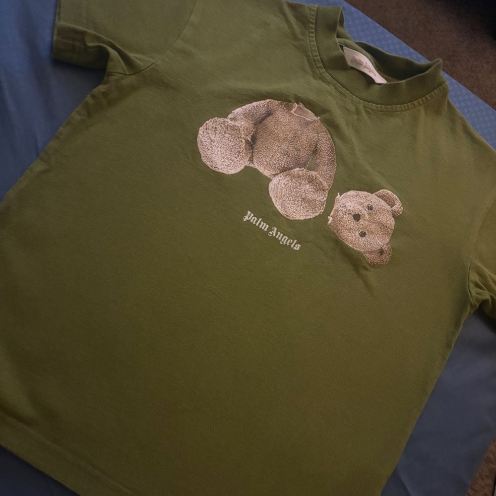 Palm Angels Kids Green Teddy Bear T-Shirt